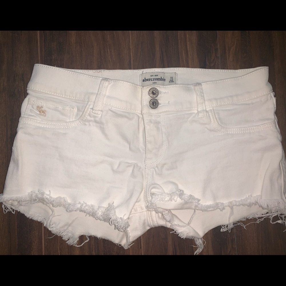 Abercrombie kids white jean shorts